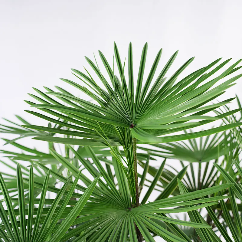 Wholesale Bionic green plants H110cm Plastic Fan Palm Artificial Plant 5 Stems 40 Leaves in Pot Fire - Resistant  Detachable Eco-friendly Factories, Factory