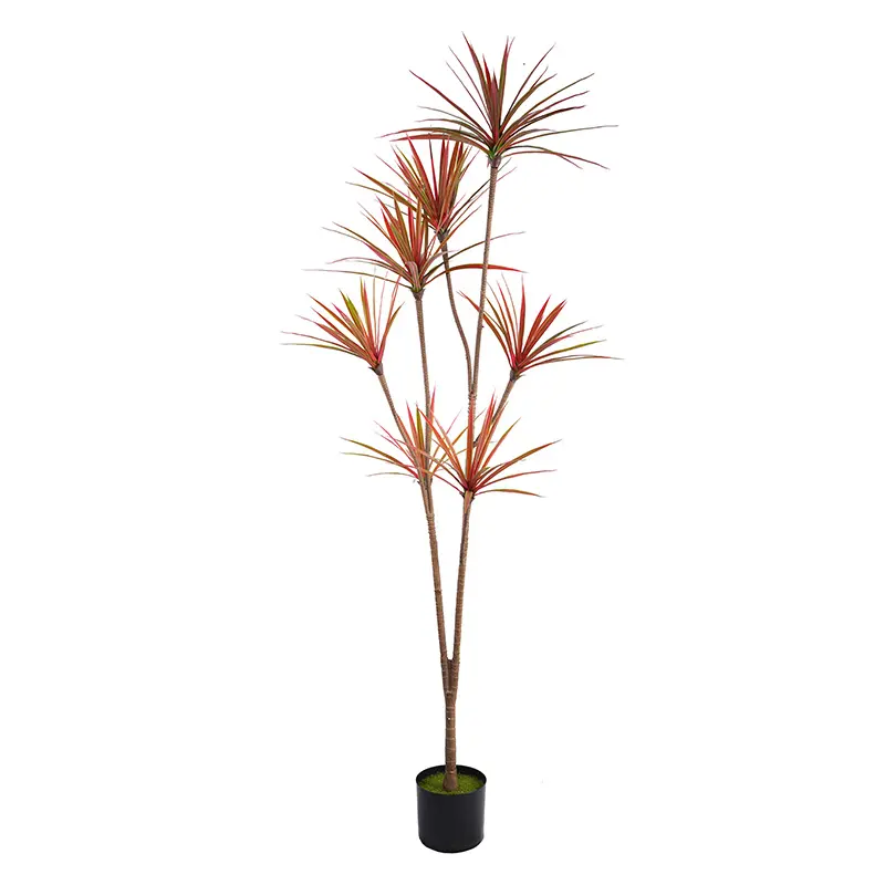 China Bionic potted decoration H185cm Red - Green Plastic Dracaena 7 Heads 162 Leaves Detachable High Quality Manufacturer, Suppliers