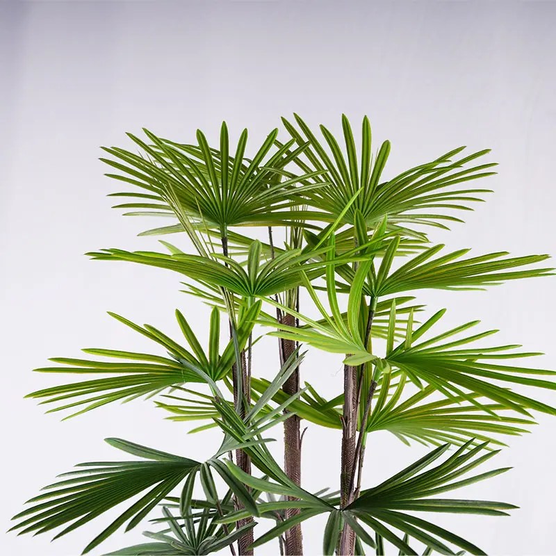 China Bionic decorative plants H150cm 3 Stems 37 Leaves Plastic Fan Palm Potted home decorative accessories Factories, Factory