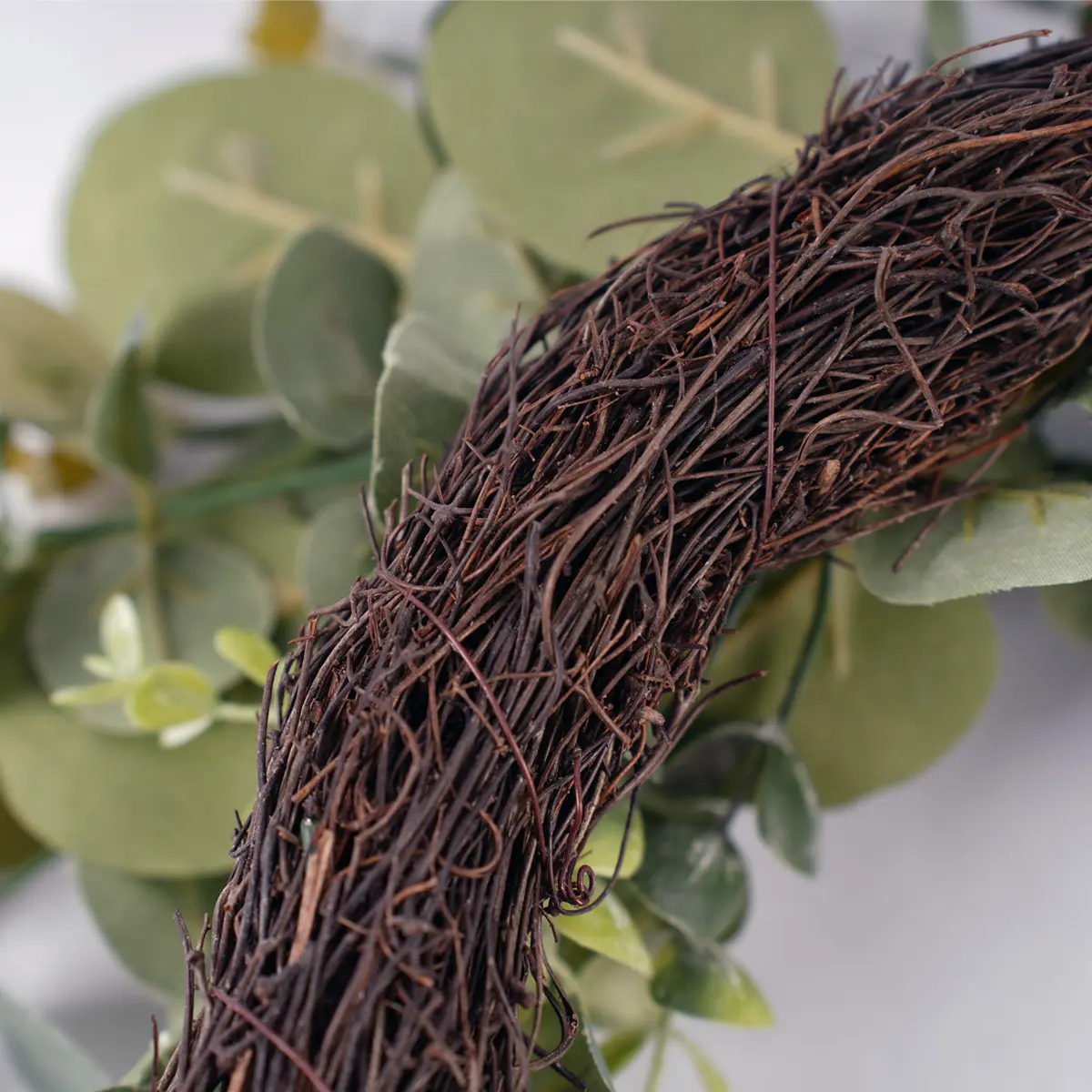 Wholesale Hot Sale Dia.40cm Rattan Grass Ring Eucalyptus Wreath Real Rattan Christmas Garden Decoration Artificial Flowers for Gardens Suppliers, Factory