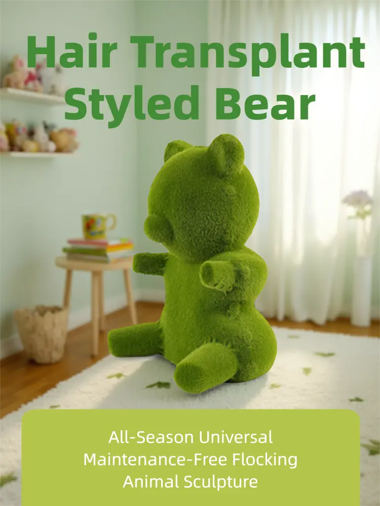 Wholesale Durable Artificial Grass Sculpture Outdoor Green Flocking Bear Handmade Patio Garden Home Decor Ornament Manufacturers, Factory