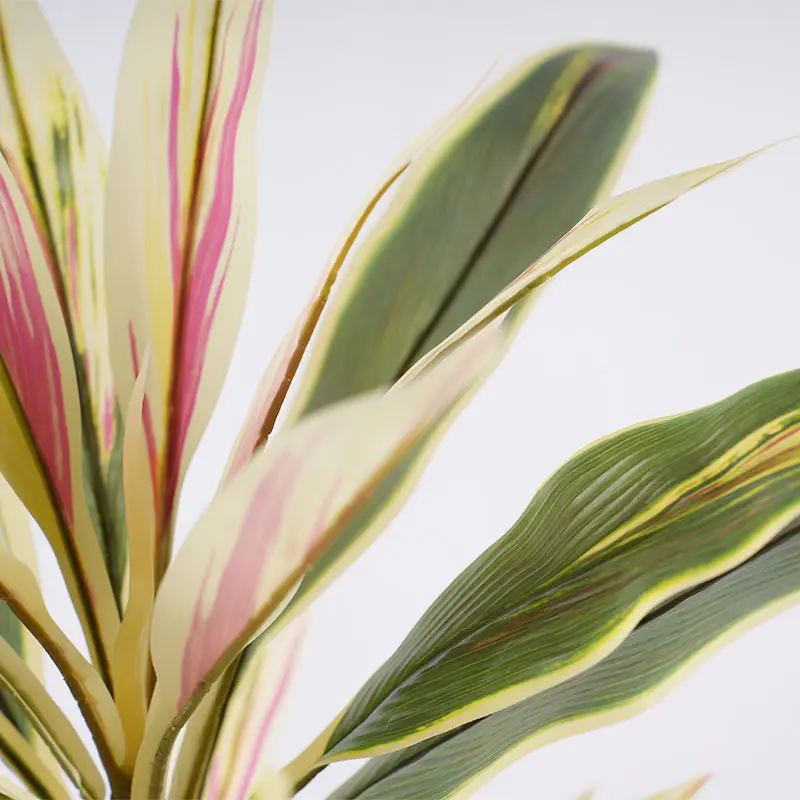 Wholesale Artificial Green Plants H90cm Cordyline Fruticosa leaves in Pot Pink-yellow Quiet Forest Breath Suppliers, Factories