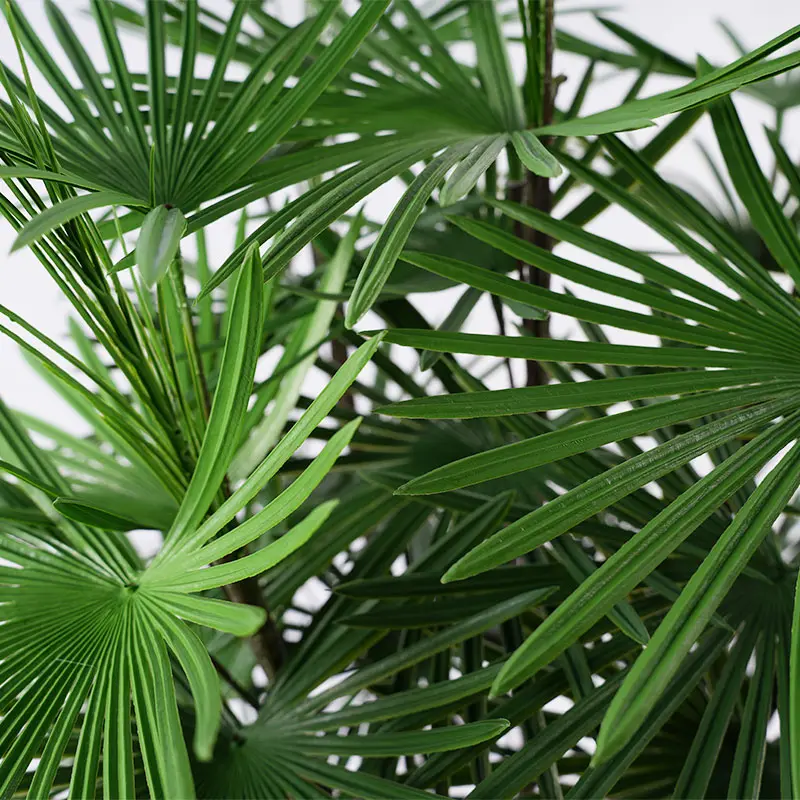 Wholesale Bionic green plants H110cm Plastic Fan Palm Artificial Plant 5 Stems 40 Leaves in Pot Fire - Resistant  Detachable Eco-friendly Factories, Factory