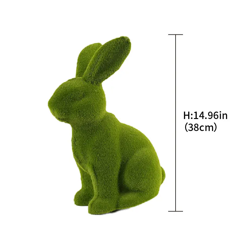 Wholesale Festive Realistic Texture Artificial Grass Sculpture Green Flocking Rabbit Eco-friendly Handmade Easter Home Patio Ornament Manufacturer, Factories