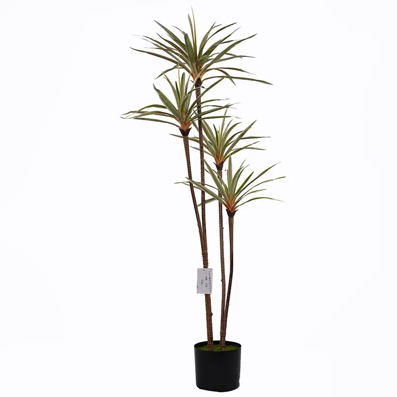Wholesale Premium H120cm Fake Potted Dracaena marginata  4 Stems and 90 Leaves Detachable White and Green Home Garden Office Wedding Decor Manufacturer, Factory