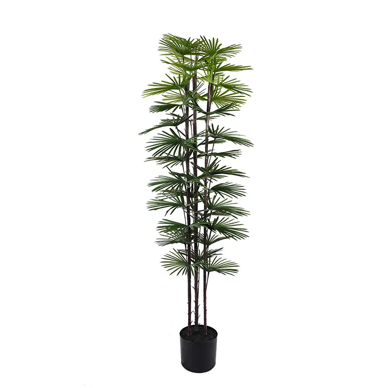 China Bionic decorative plants H150cm 3 Stems 37 Leaves Plastic Fan Palm Potted home decorative accessories Factories, Factory