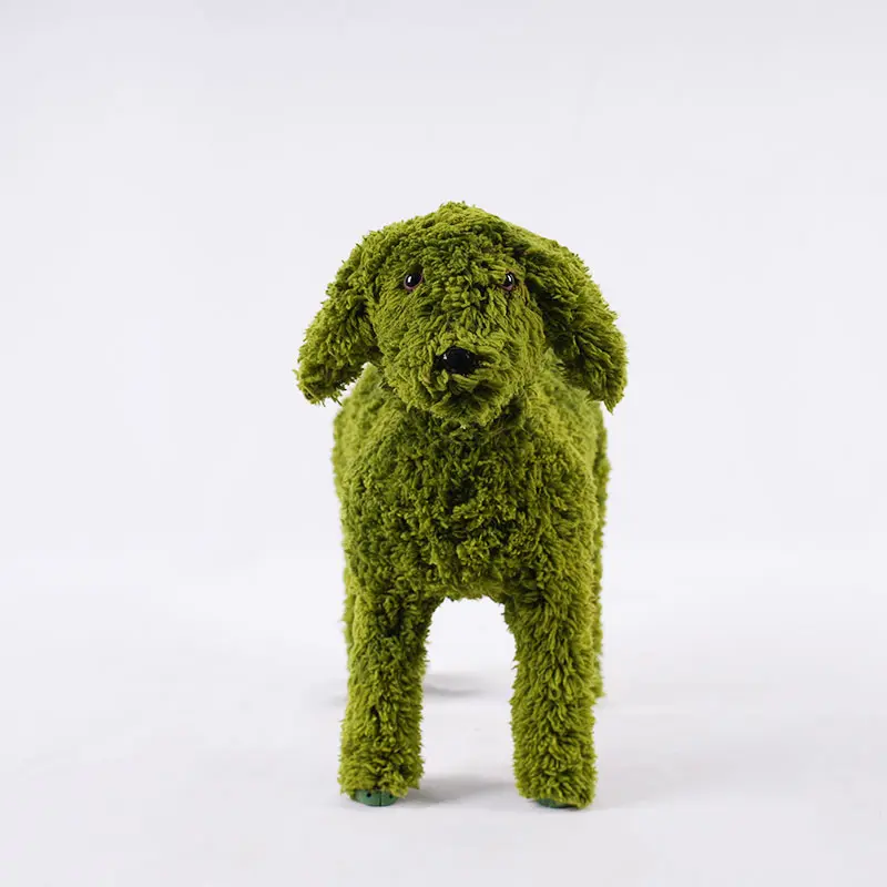 China Green Fuzzy Artificial Animal Topiary Dog Easter Decor H36cm Durable PE Frame and Nylon Fur Indoor Home Plant Ornament Suppliers, Factory
