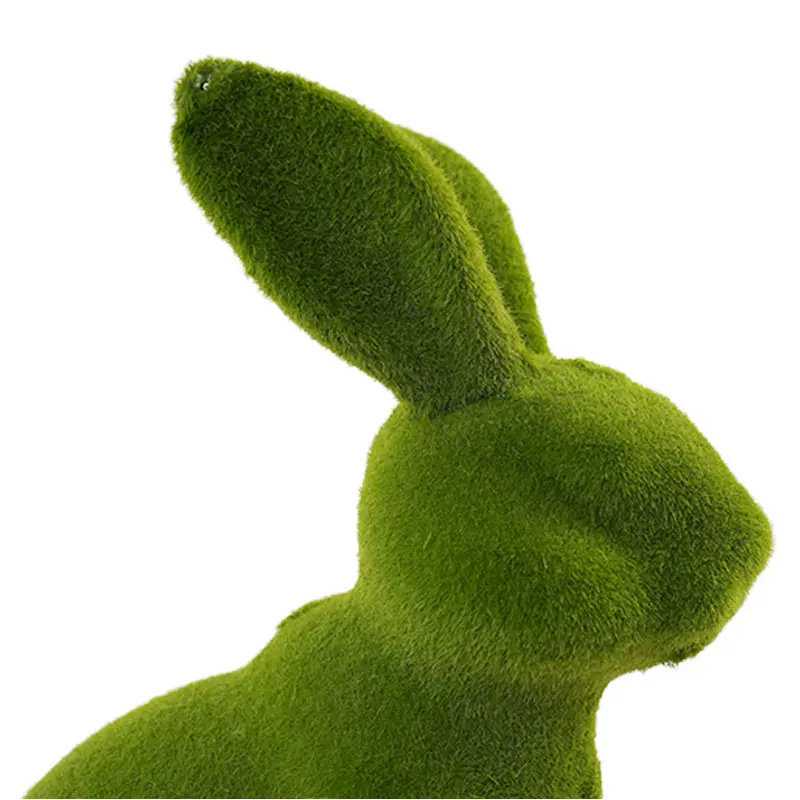 Wholesale Festive Realistic Texture Artificial Grass Sculpture Green Flocking Rabbit Eco-friendly Handmade Easter Home Patio Ornament Manufacturer, Factories