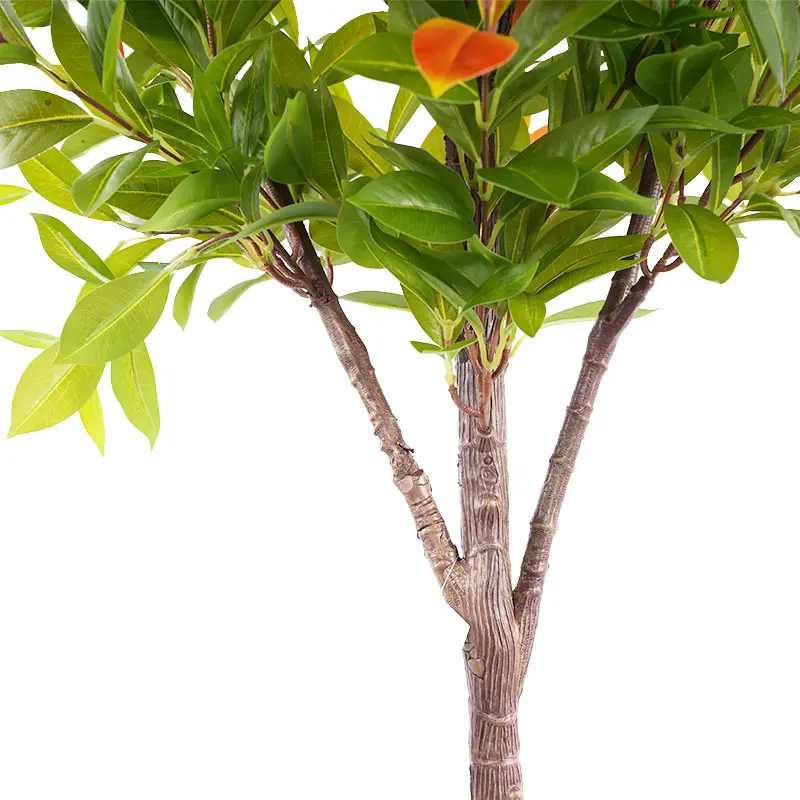 Artificial Photinia leaf pot view 2