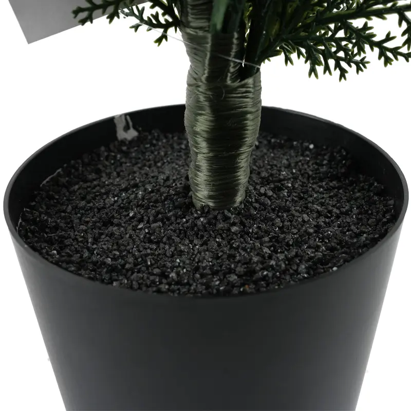 China Supplier Artificial Plants Green Oval Cedar Cypress Tree Potted Faux Bonsai For Indoor Or Outdoor Artificial Topiary Trees