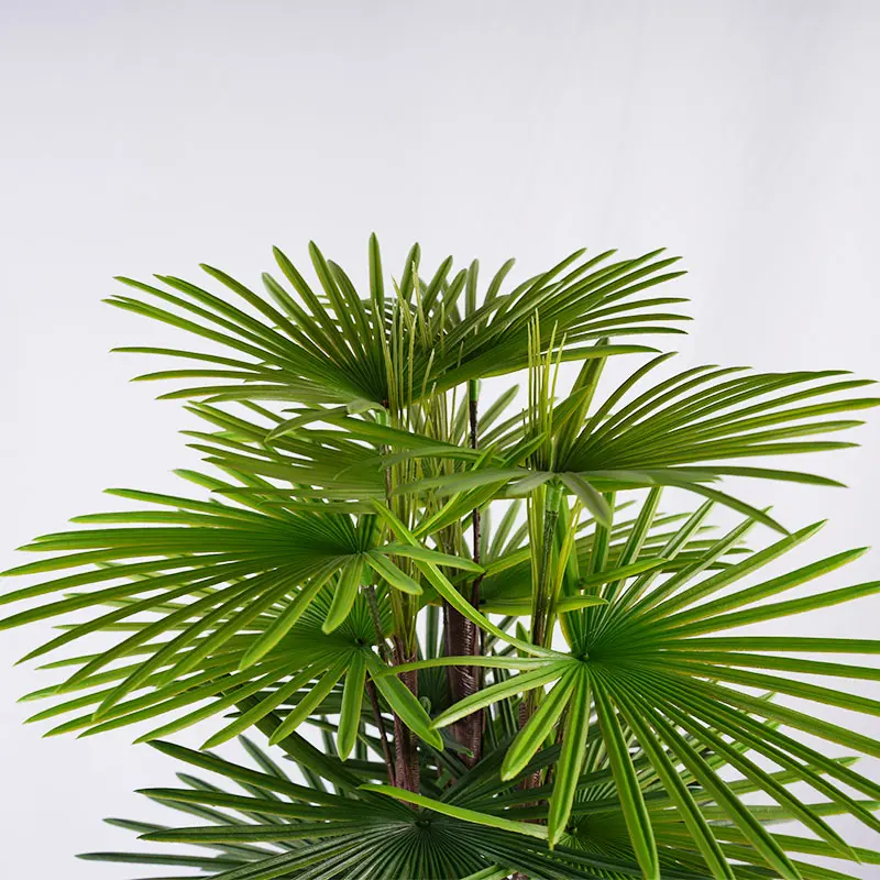 China Hyper realistic Bionic Plants H120cm Green Plastic Fan Palm Artificial Plant 3 Stems 29 Leaves in Pot  Natural style Bionic Plants Manufacturers, Suppliers
