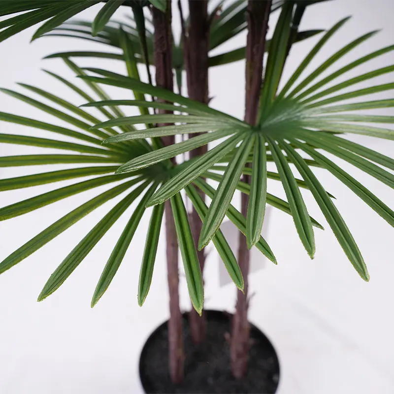 China Hyper realistic Bionic Plants H120cm Green Plastic Fan Palm Artificial Plant 3 Stems 29 Leaves in Pot  Natural style Bionic Plants Manufacturers, Suppliers