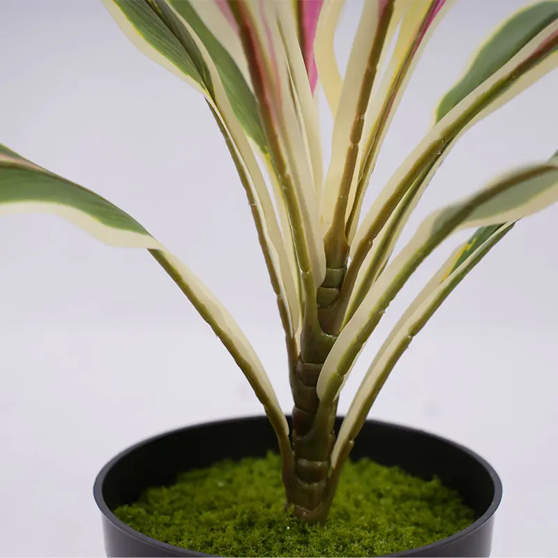 Wholesale Artificial green plants H40cm Cordyline fruticosa leaves in pot Pink yellow Gardening supplies Manufacturers, Factory