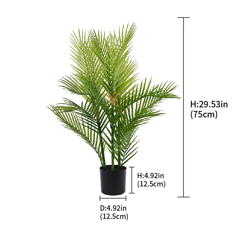 Wholesale Hot Sale Lifelike 75cm Artificial Areca Palm Plant Faux Decor Tree for Indoor Outdoor Home Office Garden Decor Suppliers, Factories