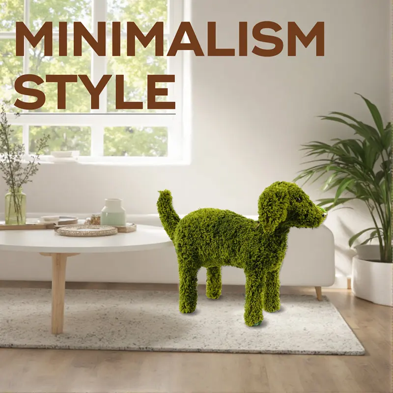 China Green Fuzzy Artificial Animal Topiary Dog Easter Decor H36cm Durable PE Frame and Nylon Fur Indoor Home Plant Ornament Suppliers, Factory