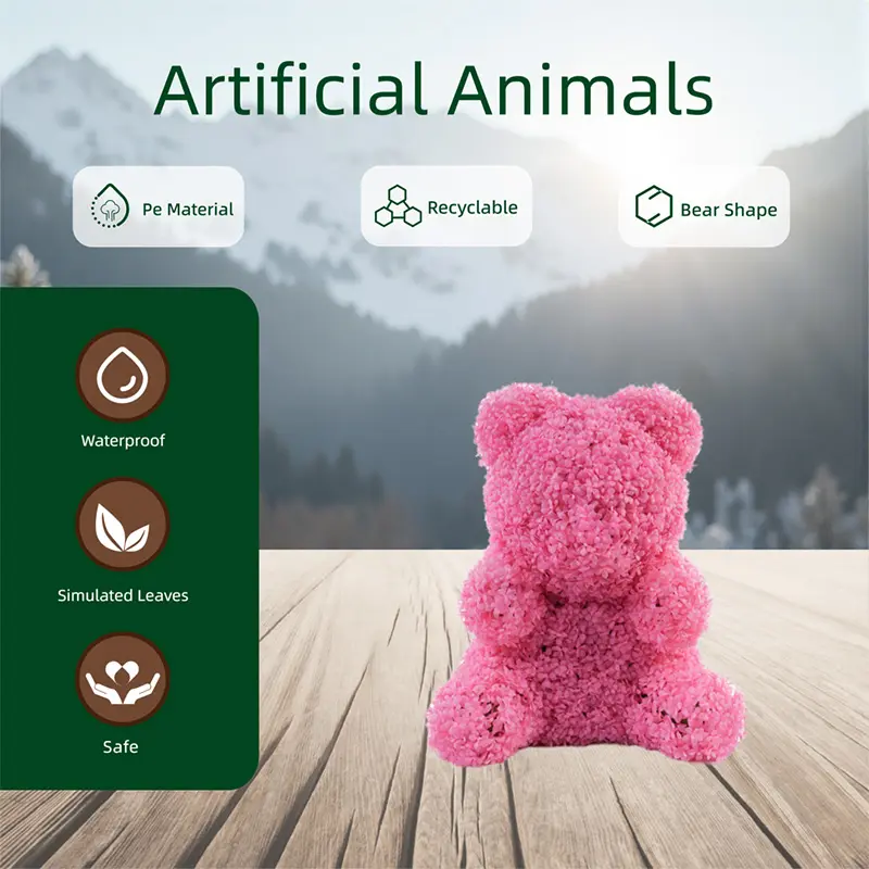 China Hot Selling Cute Soft Durable Eco-Friendly Artificial Animal Bear Shape PE Rapeseed Grass Indoor Outdoor Home Garden Ornament Manufacturer, Factory