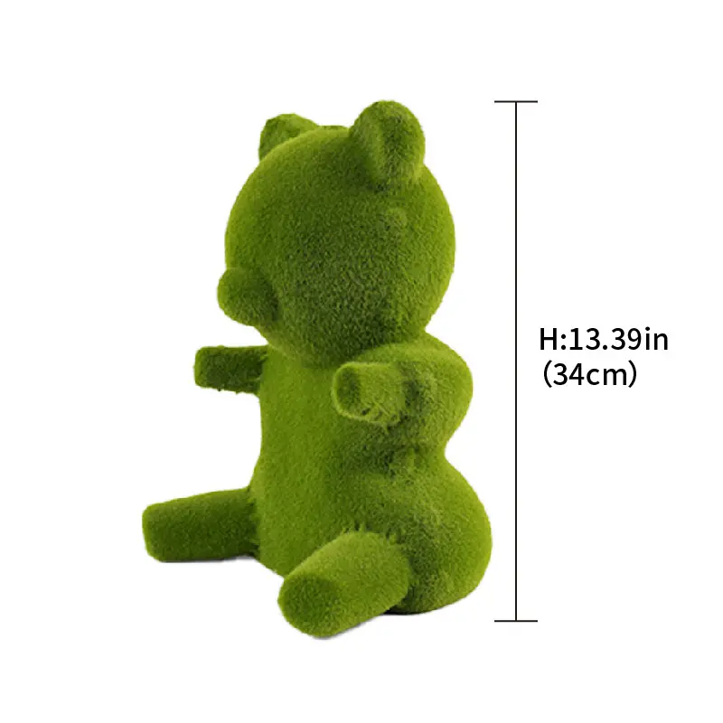 Wholesale Durable Artificial Grass Sculpture Outdoor Green Flocking Bear Handmade Patio Garden Home Decor Ornament Manufacturers, Factory