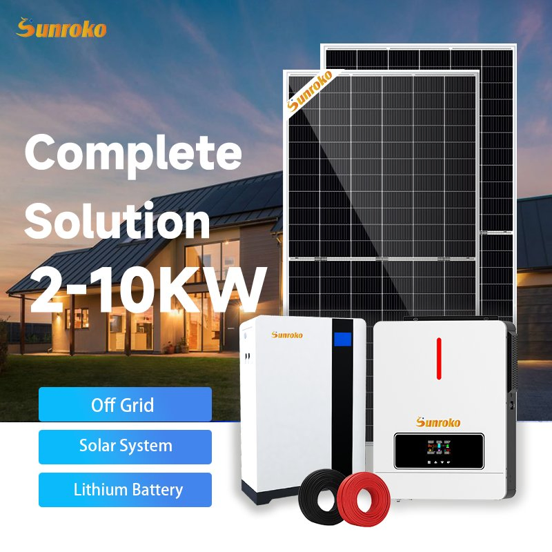 Sunroko off-Grid Solar Panel System 5kw 6kw Residential Battery Storage Solar System