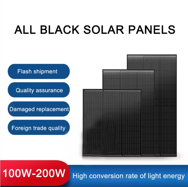 High Efficiency 100W-300W All Black Perc Half-Cell Solar Panel 18V N-Type PV Module for Solar Power System
