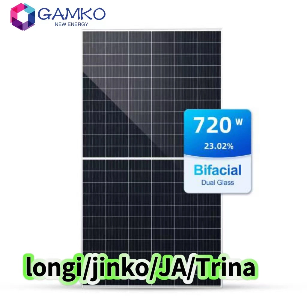 Jinko/Longi/Ja/Trina/Tongwei Cell 720W Hjt N-Type 18bb Bifacial Double Glass Half Cell Monocrystalline/Mono Solar Panels Solar Energy Sun Power 700W 750W 800W