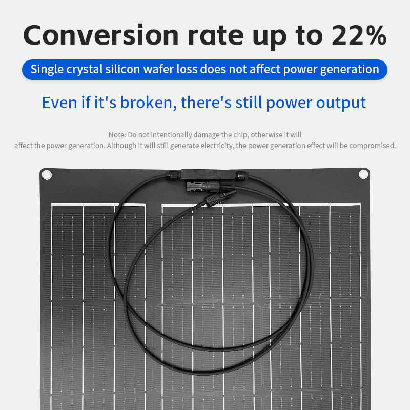 100W 18V Black Monocrystalline Flexible Solar Panel for RV Roofs