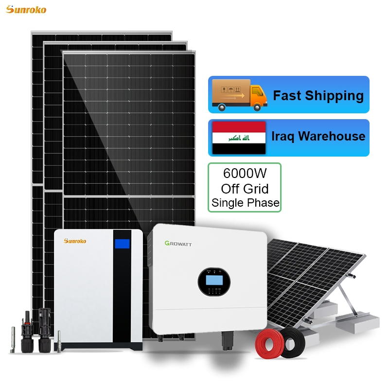 Sunroko All in One Solar Power System 5kw 6000W 8kw 10kw off Grid Solar System Complete Iraq Warehouse