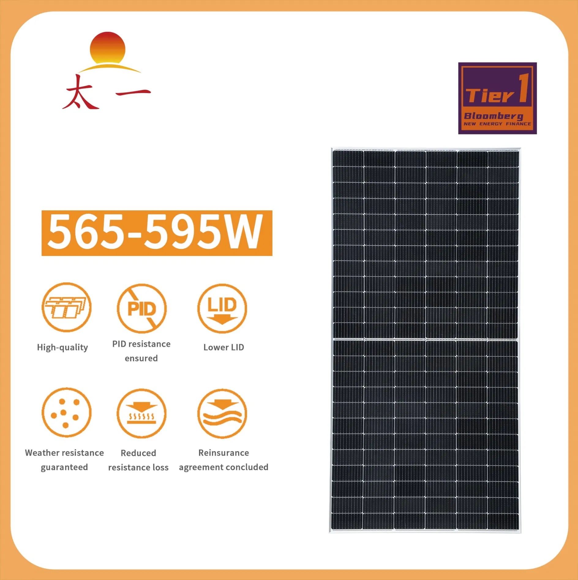 Ts-M10/144G 565W-595W Bc Component Environmentally Friendly Photovoltaics Monocrystalline Bifacial Dual Glass Solar Panel Component Module