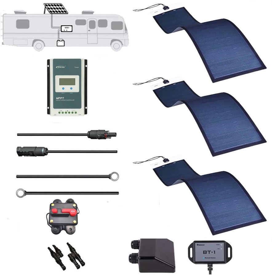 CIGS Complete Photovoltaic Solar Kit System on The Truck Van Bus RV Camper Vehicile off Grid 12V 24V