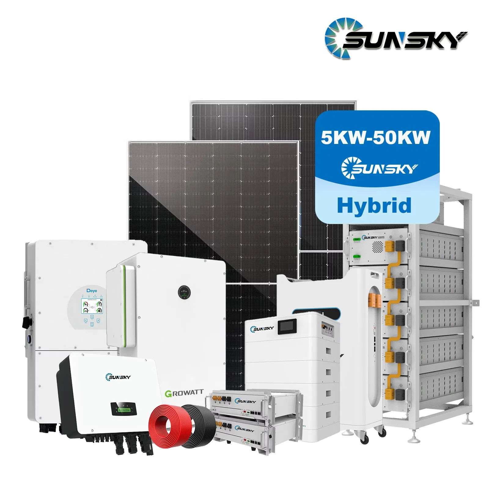 30kw 50kw 100kw 80kw Solar System Three Phase Inverter Industrial Solar Power System with Storage Batteryw off Grid Hybrid Solar Storage Battery System