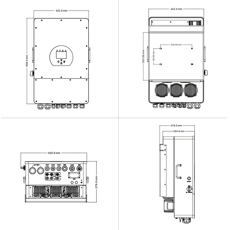Deye Sun-5/6/8/10/12K-Sg04lp3-EU 3 Phase 5kw 6kw 8kw 10kw 12kw Hybrid Solar Inverter, 2 MPPT on/off Grid Battery Inverter for Home Solar Power System