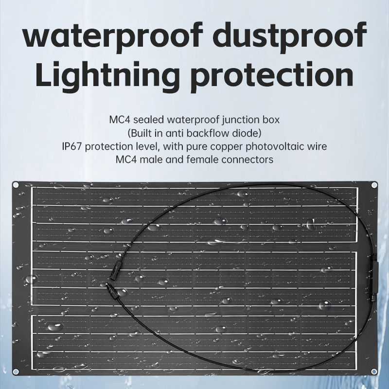 100W 18V Black Monocrystalline Flexible Solar Panel for RV Roofs