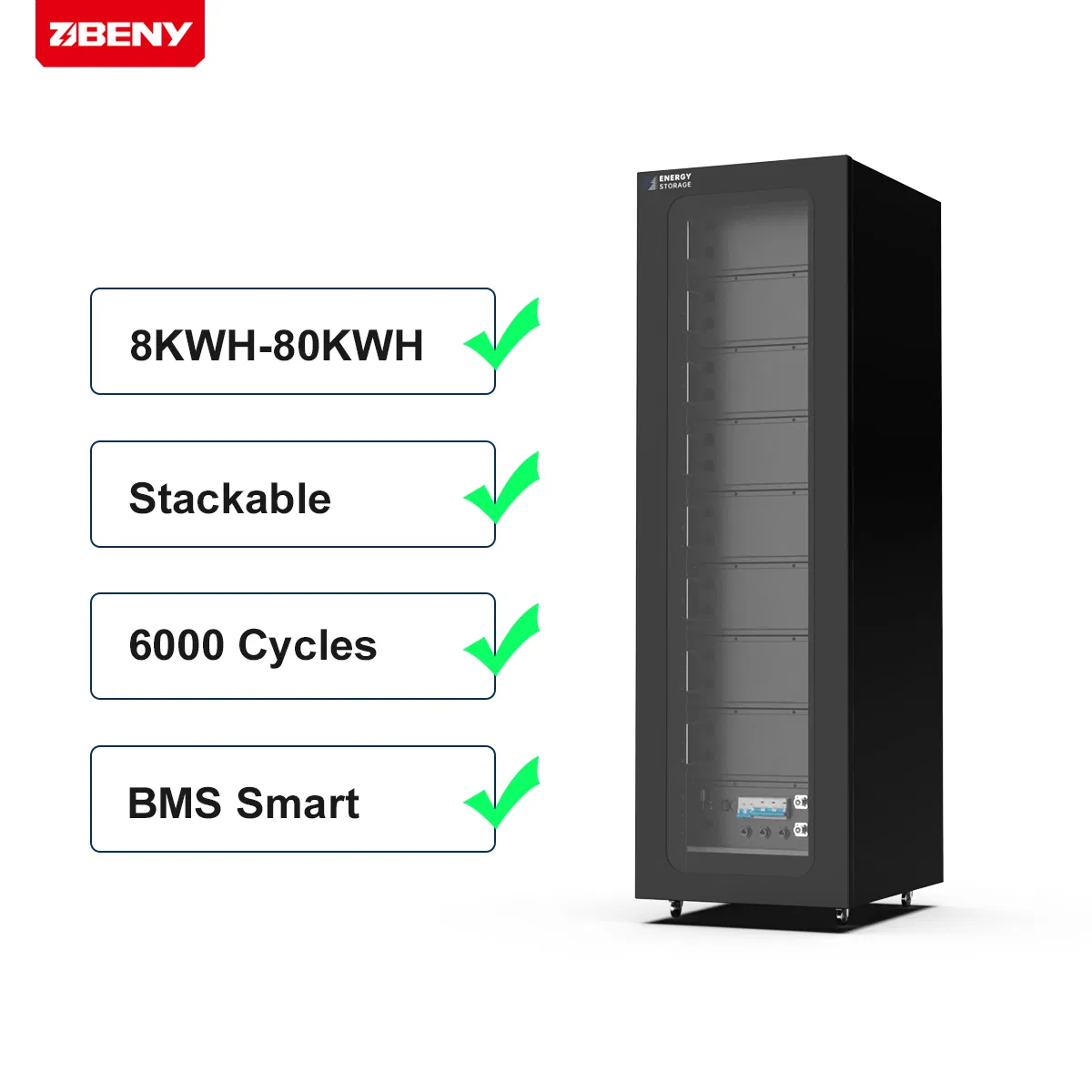 Beny High Voltage 76.8V LiFePO4 Battery 8kwh 16kwh 24kwh 100ah LiFePO4 Solar Battery Pack Server Rack Energy Storage Battery