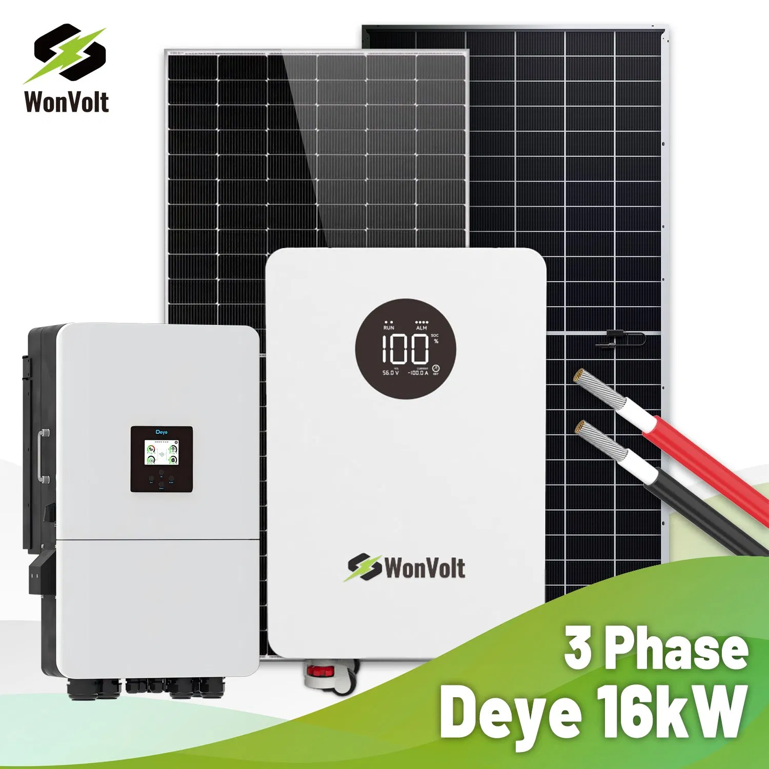 Wonvolt 6kw 8kw 10kw 12kw 20kw Grid-Tie Solar System with Battery Backup for Household