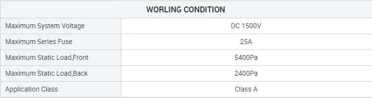 PV Panel Specification