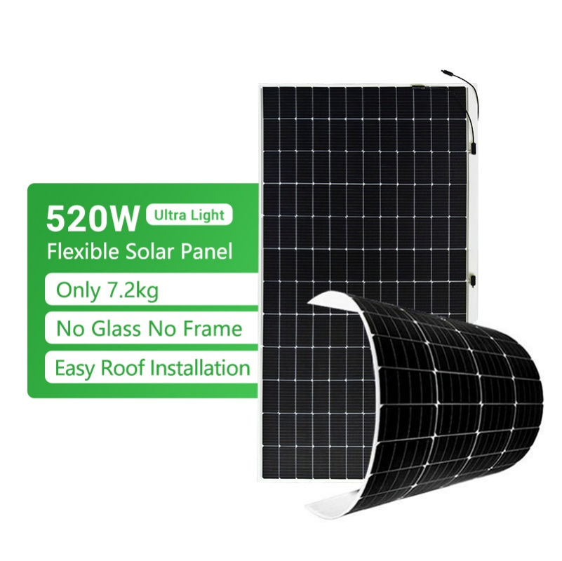 Sunman Earc Lightweight Flexible Solar Panel 520W Ultra-Thin Monocrystalline Module Bendable Thin Film Solar Panel for Outdoor Camping RV Boat Yacht Solar Power