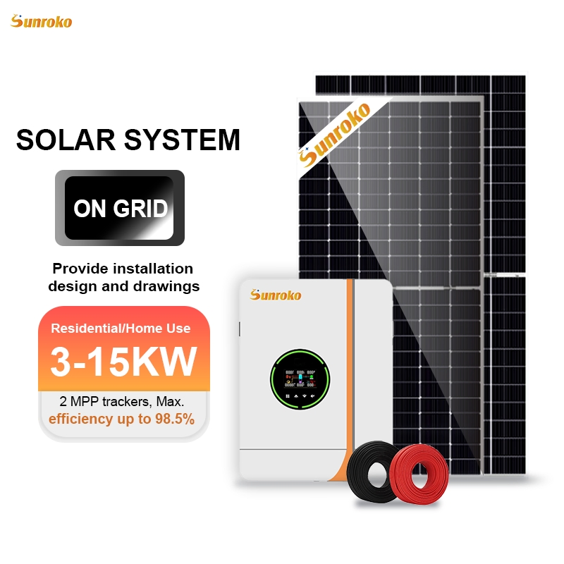 Custom Residential PV Kit 4kw 5kw 6kw on Grid Solar Energy System with High Conversion Inverter