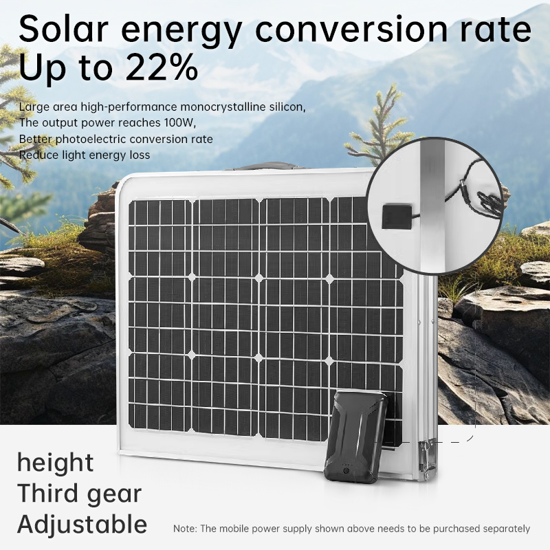 100W High-Efficiency Monocrystalline Silicon Portable Foldable Solar Panel Camping Table IP68 Waterproof