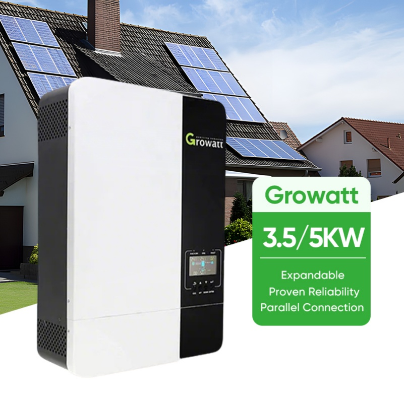 Growatt Solar Inverter SPF 3000es 3500es 5000 Es Inverters Pure Sine Wave 5kw off-Grid Inverter for Industrial and Commercial Use