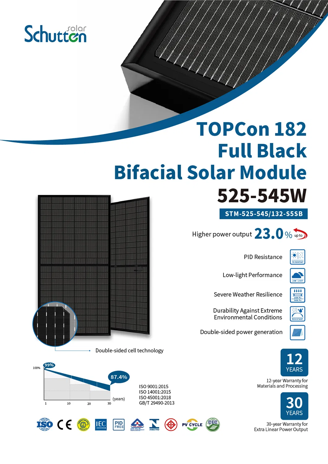 High-Efficiency All Black Bifacial Mono Solar Panel