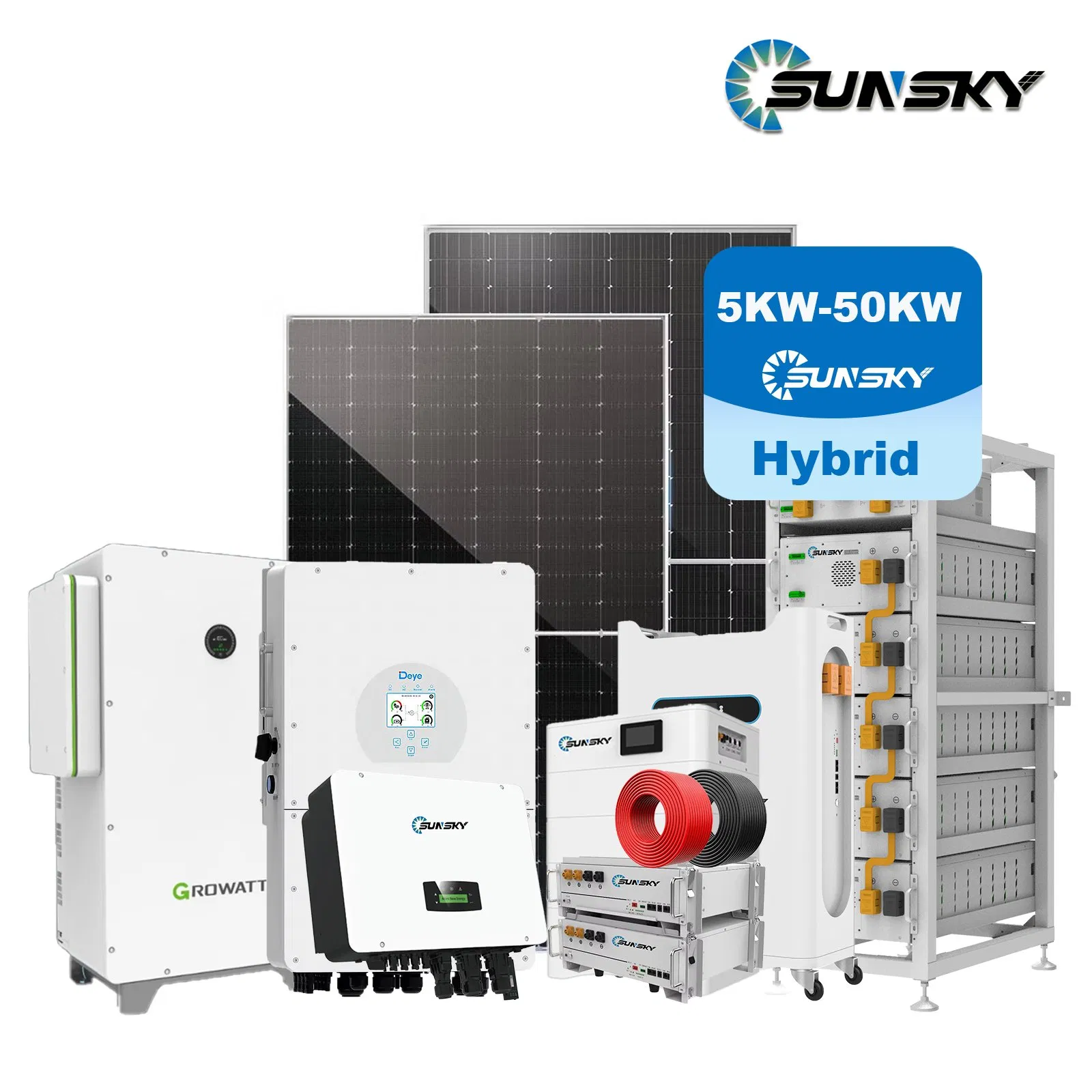 Deye Hybrid 20 Kw off Grid Solar Power 20kVA 30kVA Panel Energy System 10kw 15kw 20kw 30kw 30 Kw 50kw Generator Lithium Battery Systems for Home Residential Use