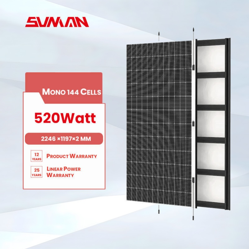 Sunman Earc Lightweight Flexible Solar Panel 520W Ultra-Thin Monocrystalline Module Bendable Thin Film Solar Panel for Outdoor Camping RV Boat Yacht Solar Power