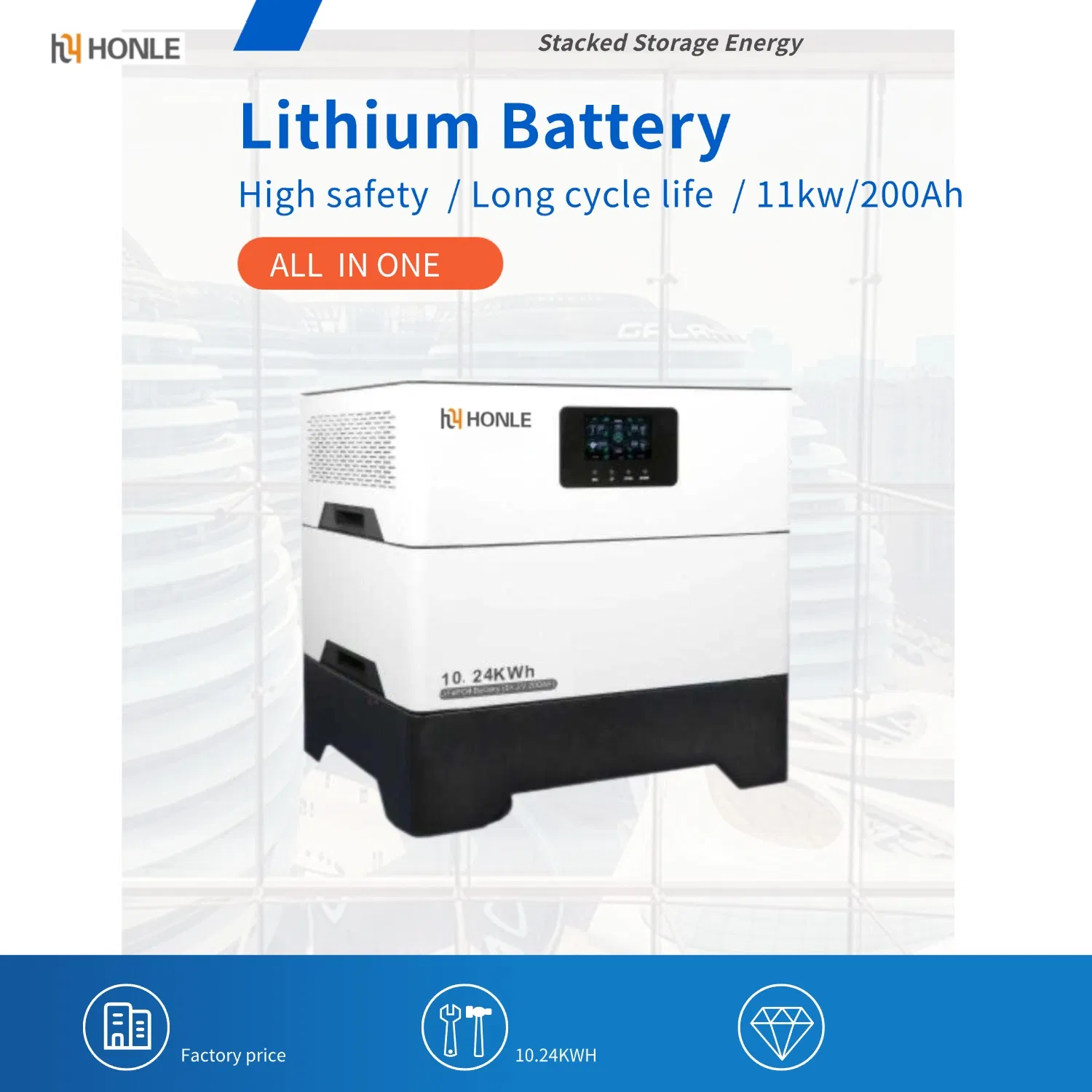 Honle Lithium Cell Solar UPS Inverter Robust 51.2V 5kwh Stackable Portable Solar Power Generator