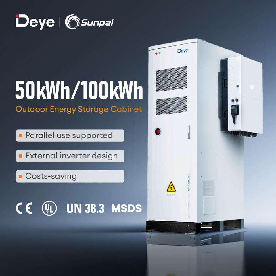 Deye Lithium Solar Energy System Battery Cabinet 30kW 50kW 60 kW 100 kW Commercial Battery Storage Solar Bess Systems