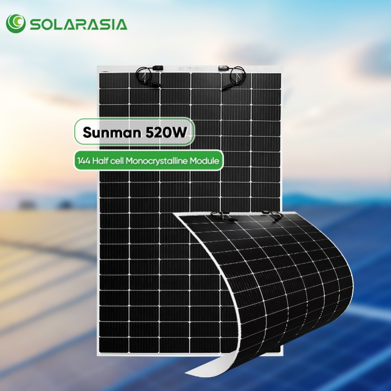 Best Price Sunman Flexible Solar Panel 500W 520W 550W Waterproof and High Efficiency Light Weight for House Systems