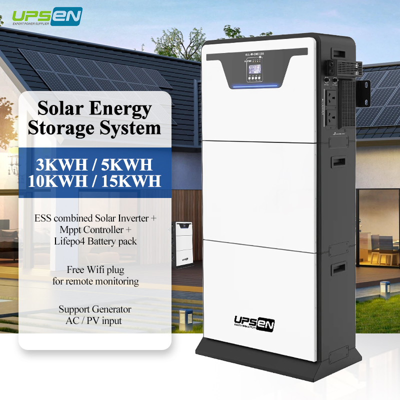 5kw Hybrid Solar Inverter with 5kwh LiFePO4 Battery - Ess Stackable Solar Energy Storage System for Home Use, Optional Solar Power Generator