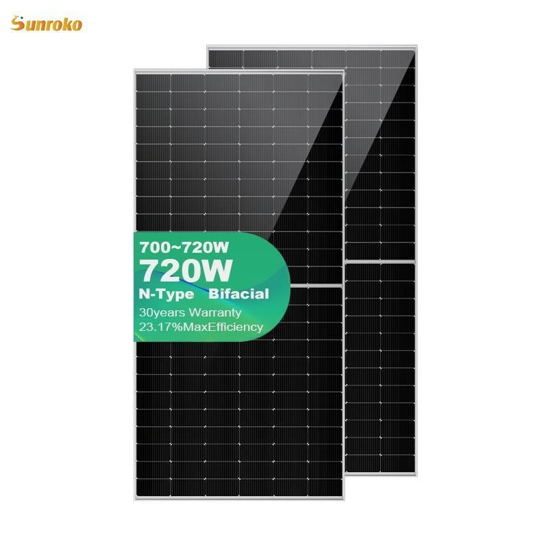 Dual Glass N-Type Solar Panels 700W 710W 720W Topcon Solar Panel with 24% Efficiency for Residential