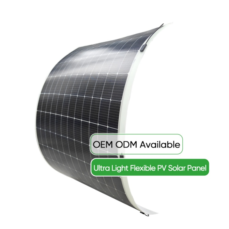 Sunman Earc Lightweight Flexible Solar Panel 520W Ultra-Thin Monocrystalline Module Bendable Thin Film Solar Panel for Outdoor Camping RV Boat Yacht Solar Power