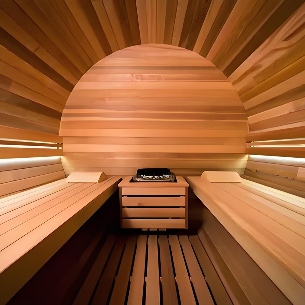 Luxury Red Cedar 4-6 Person Panoramic Glass Barrel Sauna Outdoor Traditional Steam Wooden Sauna House For Garden