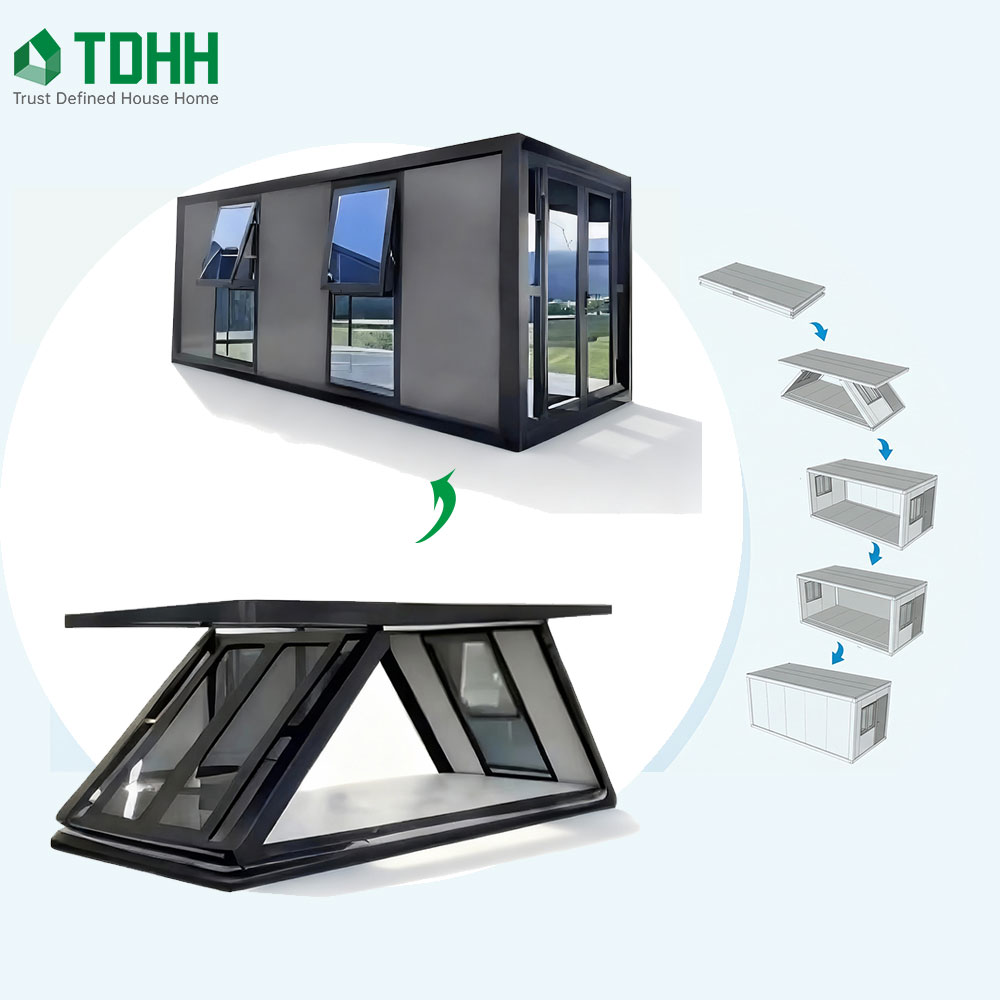 Tiny Home Style Mini Portable Mobile Workplace Prefabricated Modular Steel Frame Folding Office Foldable Container Houses
