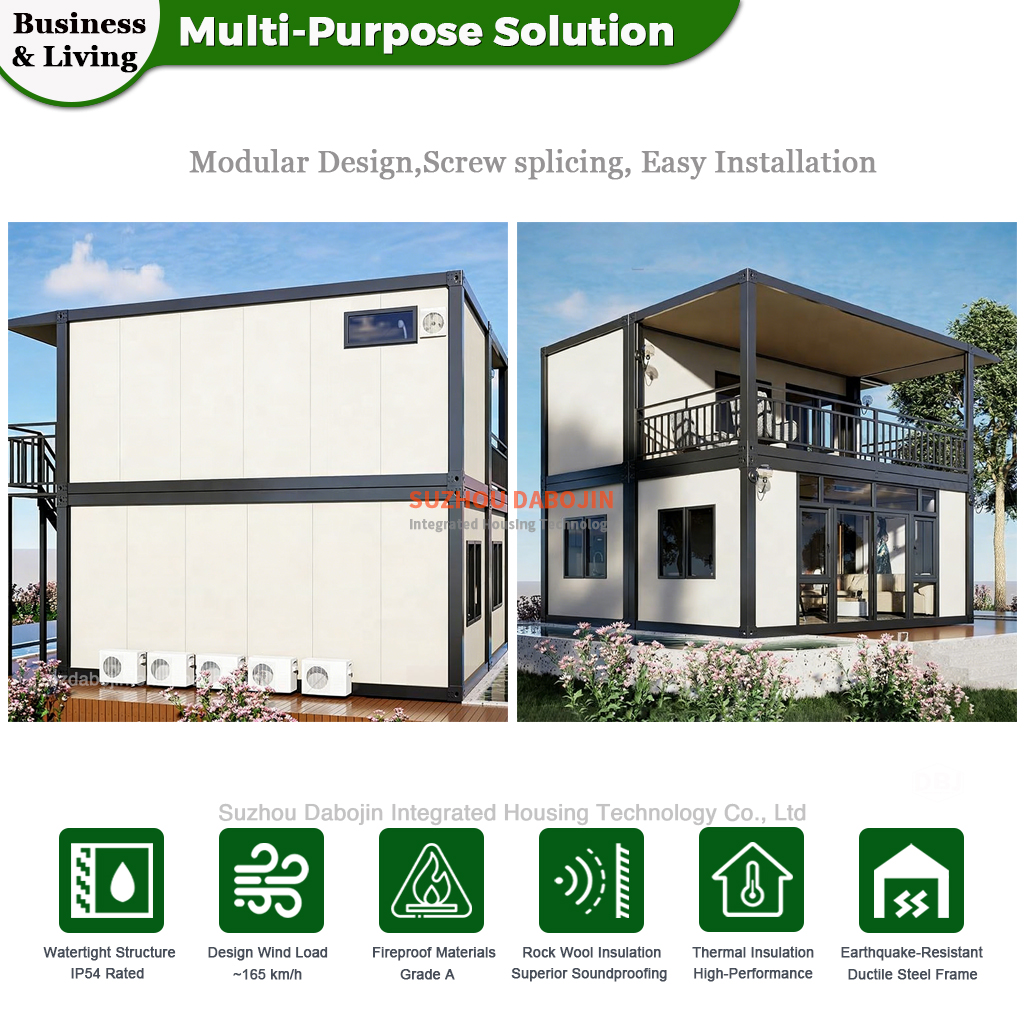 2 Story 3 Bedroom 2 Bath Luxury Container House 40ft Prefab Modular Home Villa